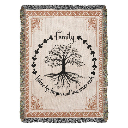 Forever Family Celtic Tree Woven Blanket